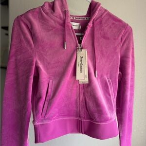 JUICY COUTURE Velour OG Bling Hoodie Zip Up ELECTRIC PURPLE NWT RARE COLOR SMALL